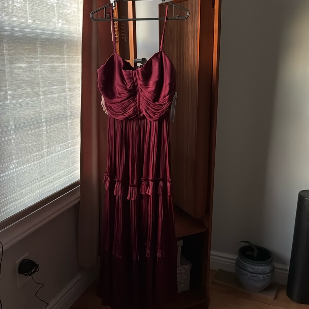 Aqua Ruched Ruffled Midi Dress
